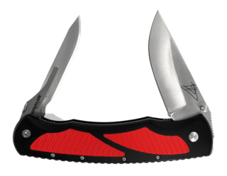 Havalon Titan Jim Shockey Signature double folder features a red and black polymer handle